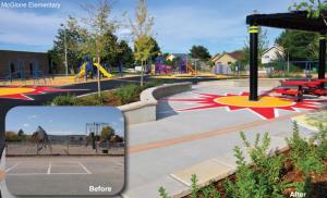 McGlone Elementary in Denver, seen before and after the Learning Landscapes renovation.