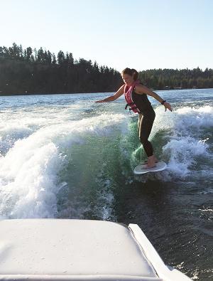 Lybecker enjoys wake surfing.
