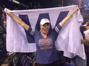 A Chicago native, Morgan shows her baseball loyalty.