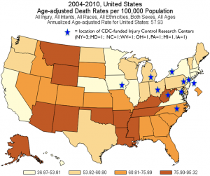 2004-10 US Age-adjusted Death Rates per 100,000 Population