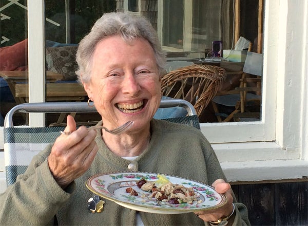 Gloria Main enjoys homemade chicken salad at her family’s Maine cottage, a summer visiting spot for decades.