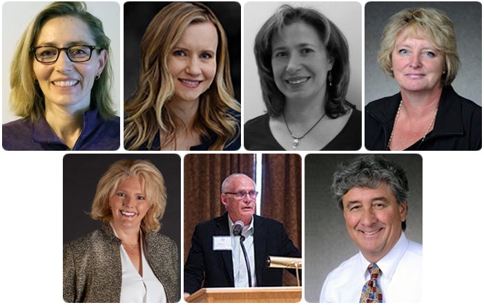 Members of the Faculty Council Executive Committee are, top row from left, Joanne Addison, Maja Krakowiak, Tamara Terzian and Jacqueline Jones; bottom row from left, Mary Coussons-Martin, Bob Ferry and Michael Zinser.