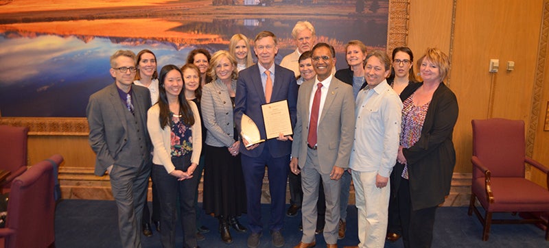 Members of the Faculty Council were welcomed into Gov. John Hickenlooper's office, where he received the council's Leadership in Public Higher Education Award. 