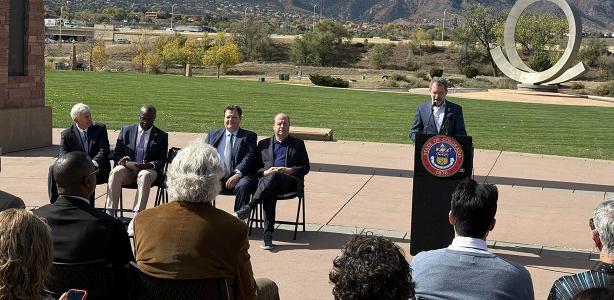 CU President Todd Saliman speaks during UCCS event announcing USSA proposal