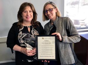Tamara Terzian receives the Distinguished Service Award from Joanne Addison.