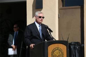 Jim Gallogly gave brief remarks at an Oct. 17 ceremony naming the Recreation and Wellness center in honor of the Gallogly family.