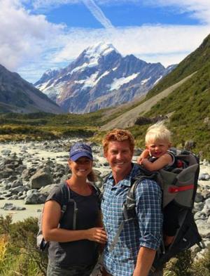 Matthew Hallowell with his wife, Robyn, and son Rowan in New Zealand last year.