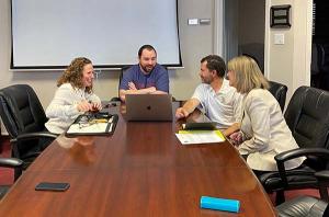 From left, Regent Ilana Spiegel, Pueblo Chieftain News Director Luke Lyons, President Saliman and Regent Sue Sharkey discuss CU and the importance of higher education in Colorado.