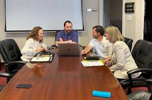 From left, Regent Ilana Spiegel, Pueblo Chieftain News Director Luke Lyons, President Saliman and Regent Sue Sharkey discuss CU and the importance of higher education in Colorado.