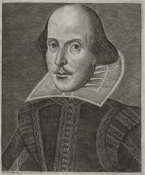 The folio’s engraving of Shakespeare by Martin Droeshout