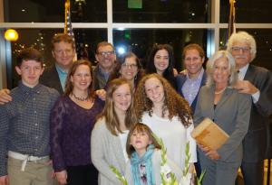 Shoemaker with family at her 2015 swearing-in ceremony. “I'm holding the book I was sworn in on – a rare Colorado statute book from the CU Boulder Law Library.”