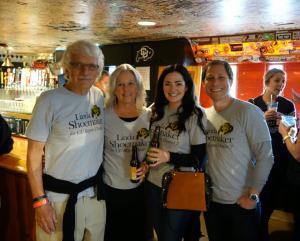 Shoemaker celebrating during the campaign at the Sink in Boulder with husband Steve, daughter Emily and son-in-law Evan.