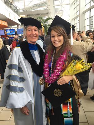 Smith with first-generation college student and RECCS participant Anjel Morine at her graduation from CU Denver.