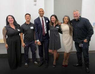 Speakers at the recent entrepreneurship workshop, from left, Amy Sweeting, Roberto Meza, CU Denver’s Anthony Graves, Marie Peters, Jessica Acosta and CU Denver’s Dan Griner.