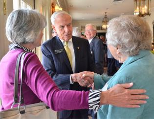 CU President Bruce Benson meets with attendees at the Heritage Society luncheon April 2 at the Denver Country Club.