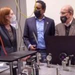Ultrafast lasers, ultracold atoms and more as Rep. Neguse tours JILA
