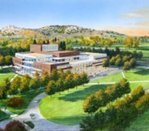 An artist’s rendering of a new visual and performing arts building.